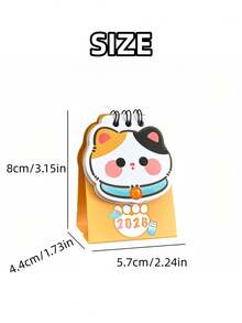 POKOJA LAND 1 件 2026 年卡通小猫豆豆潘趣酒日历迷你尺寸桌面装饰品，适合学生女孩，可爱的每日追踪学习助手，新年礼物创意 - 彩色 - 查看 6