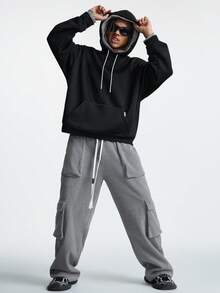 Manfinity VCAY Men's Loose Knit Long Sleeve Hooded Sweater, Casual & Fashionable For Everyday Wear, For Fall Winter - Grey - View 3