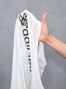 ROMWE 女士字母印花斜肩长袖褶皱时尚T恤 - 白色 - 查看 9