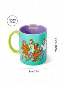 SCOOBY-DOO X SHEIN 380ml Cartoon Printed Contrast Color Ceramic Mug - Green - View 4