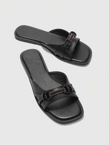 CUCCOO BIZCHIC 女士夏季休闲百搭日常旅行度假风平底凉拖鞋 - 黑色 - 查看 4