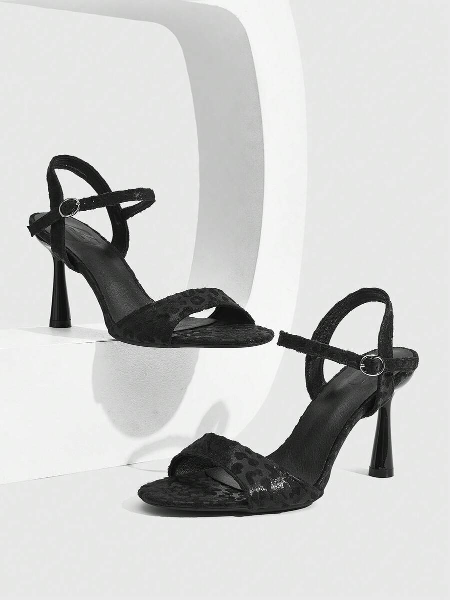 CUCCOO SZL Women's Fashion Commuter Leopard Jacquard High Heel Sandals - Black - View 1