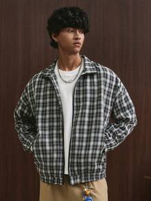 TOKVUE 男士休闲格子拉链夹克 - 彩色 - 查看 3