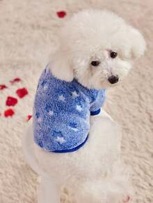 PETSIN 1 Pc Pet Blue Star Flannel Print Glow-In-The-Dark Thick Plush Warm Crew Neck Dog Sweatshirt, Autumn/Winter - Multicolor - View 7