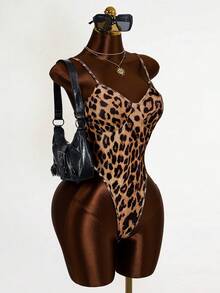 Mistrie Women's Leopard Print Backless Bodysuit - Multicolor - View 5