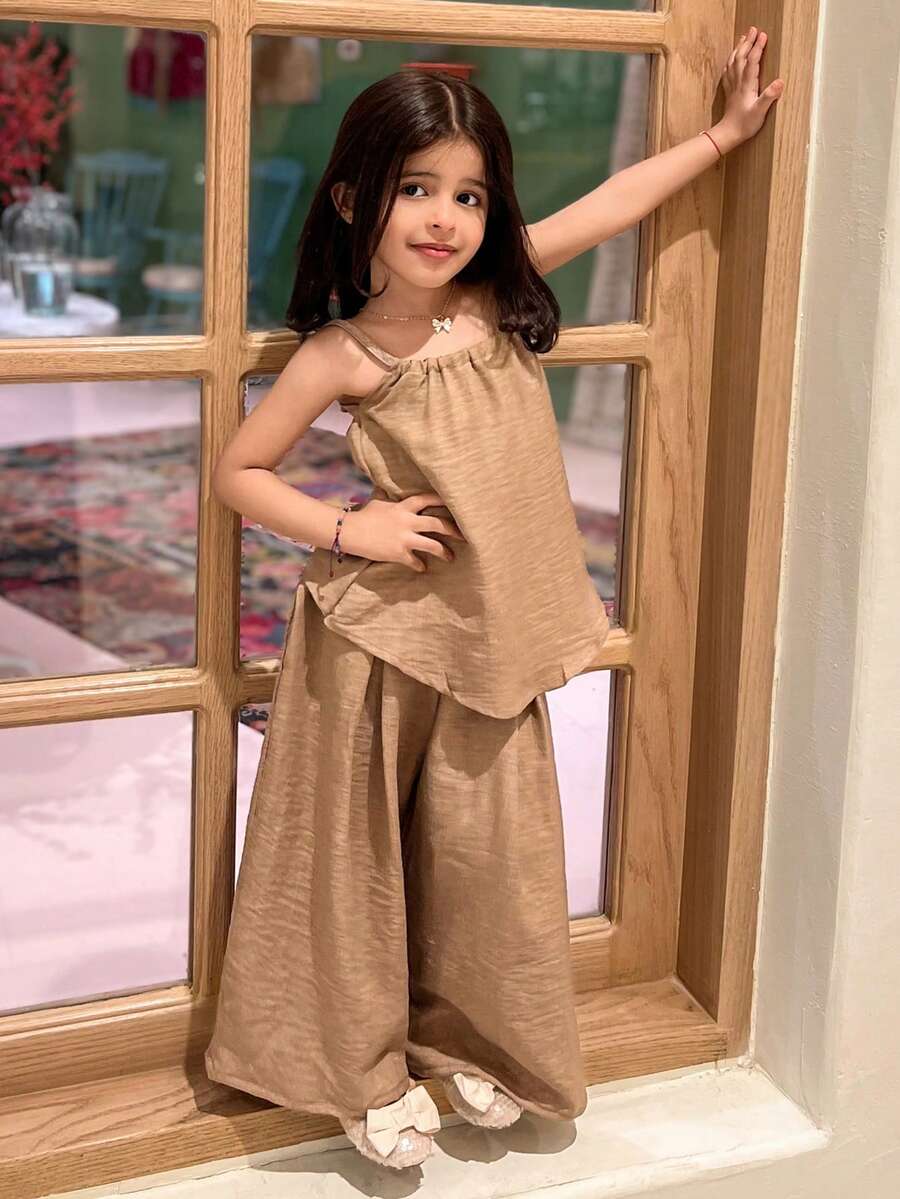 Dazy Kids 女童夏季纯色吊带背心和阔腿裤休闲两件套