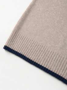 SHEIN Franclia 新款夏季简约个性拼接撞色优雅百搭女士针织上衣 - 摩卡棕 - 查看 3