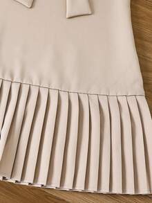 SHEIN Sukienka swobodna dla nastolatek z jednokolorowym, tkanym kołnierzykiem typu stójka, bez rękawów - Morela - Zobacz 7