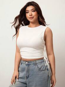 Enliva Camiseta de punto casual blanca de mujer para el verano - Blanco - Ver 8