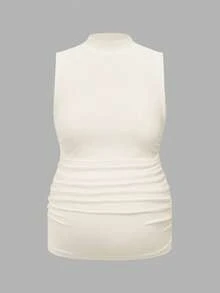 Modmama Camiseta de embarazo de unicolor con cuello plisado y ajustada - Multicolor - Ver 3