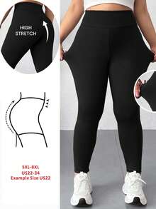 SHEIN CURVE+ Quần legging dài nữ cỡ lớn, thích hợp mặc đi nghỉ mát, thường ngày vào mùa thu và đông, chất liệu mềm mại, giữ ấm và chống lạnh. - màu đen - Xem 10