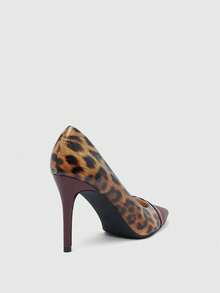 CUCCOO SZL Women's Fashion Pointed Toe Leopard Print Splicing Patent Leather High Heel Pumps Spring Shoes Spring Break Easter Prom Heels Valentine's Day - Rose Red - View 6