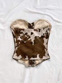 Soleia Sexy Suede Bandeau Tie-Up Rivet Deconstruct Crop Top, Suitable For Holiday, Date, Afternoon Tea, Vacation, Music Festival, Boho, Cruise, Beach, Summer Western Top Cowgirl Top Coffee Brown Top Chocolate Brown Top Cow Print Top Brown Tops For Women Corsets Women Tops Leather Corset Top