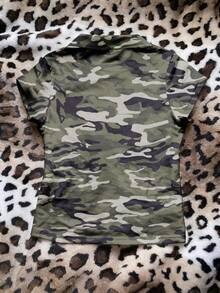 SHEIN Women's Digital Print Polo Collar Fitted Short Sleeve T-Shirt - Multicolor - View 2