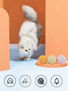 1PC 8CM Interactive Cat Toy Ball For Indoor Cats - Chew Proof Boredom Relief Ball With Scratching Surface & Teeth Cleaning Textures, Knotted Rope Cat Entertainer Ball For Anxiety, Stress Relief And Promoting Dental Health, Best Engaging Kitten Toys For Playtime And Exercise (Random Color) - Color random - View 6