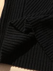 Girls' Knitted Sleeveless Vest,Black Autumn Elegant Party Corset Tops For Teens,Handmade Metal Buckle Twist Cord Ribbed Design Adjustable Camisole - Black - View 8