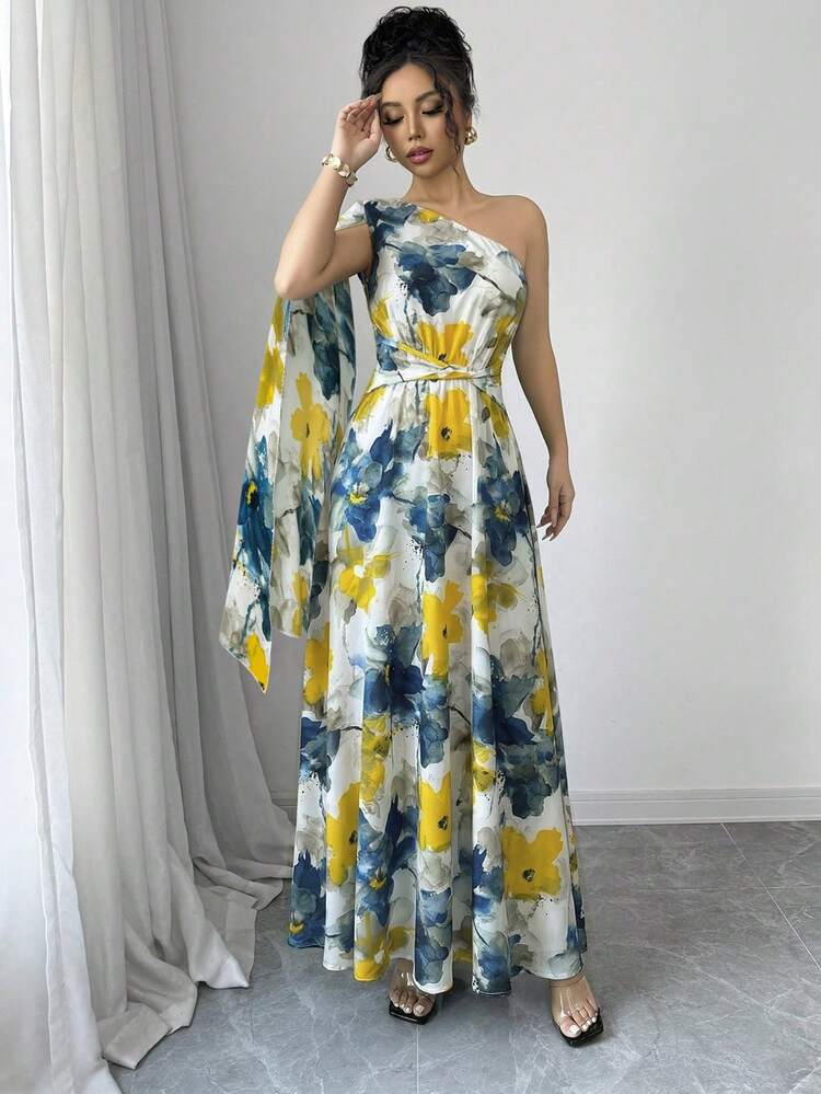 Elenzga Vestido sin mangas con estampado de mármol de flores y bajo asimétrico irregular, vestido elegante de vacaciones para mujer, primavera/verano - Multicolor - Añade 4
