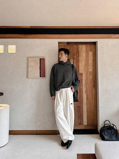 ESTAVOR 男士休闲宽松插肩袖长袖连帽运动衫，秋冬