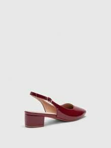CUCCOO BIZCHIC Damen Spitze Zehen Schnallen Design Mode Alltags Slip-On High Heel Sandalen - Bordeaux - Übersicht 9