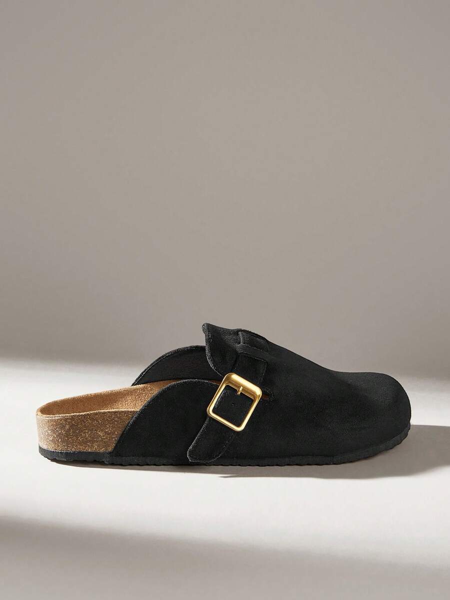 Solecia Women's Shoes Casual Versatile Commuter Buckle Slippers Flats - Black - View 1