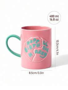 HARRY POTTER X SHEIN 1pc Harry Birthday Cake Mug, Heatproof/Coldproof, Afternoon Tea Cup, Dishwasher & Microwave Friendly, Suitable For Juice, Coffee, Milk, Etc. - Pink - View 3