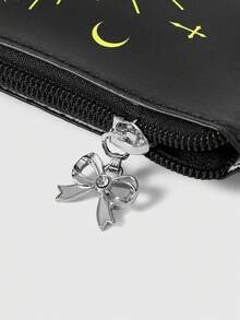 ROMWE Grunge Punk Black Gothic Heart Print Personalized Change Purse - Black A - View 5