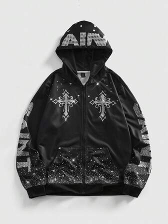 Cárdigan con capucha de manga larga con cremallera, de moda callejera religiosa y personalizada