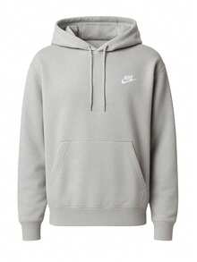 Nike Club Oversized Men's Hoodie Grey - Dk Grey Heather/Lt Smoke Grey/White - View 1