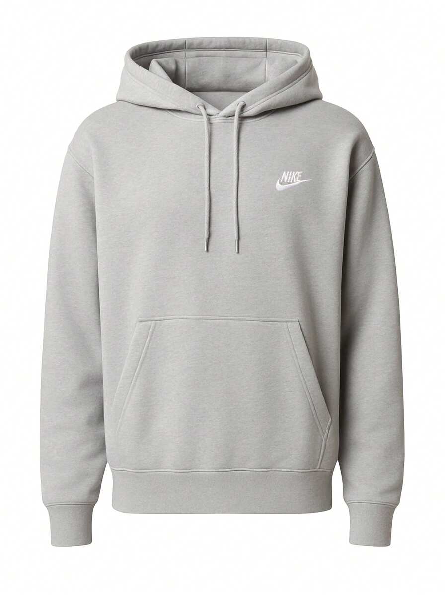 Nike Club Oversized Men's Hoodie Grey - Dk Grey Heather/Lt Smoke Grey/White - View 1