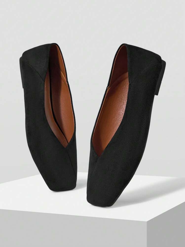 WOMEN PU LEATHER SQUARE TOE FLATS VALENTINE'S DAY
