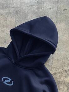 AXEPEAK Áo hoodie nam dài tay dệt kim dáng rộng thoải mái - Màu xanh lam - Xem 3