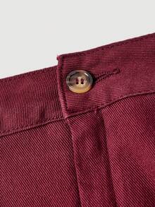 SHEIN MOD Women's Solid Color Side Drawstring Elegant Pencil Denim Skirt - Burgundy - View 4