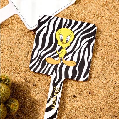 LOONEY TUNES X Joivida 斑马纹卡通音乐手持镜浴室镜