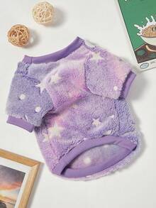 PETSIN 1件宠物扎染波点印花夜光保暖圆领狗狗衫，秋冬季 - 彩色 - 查看 8