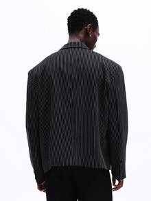 SUMWON Pinstripe Blazer Formal Business Suit Jacket Professional Office Wear Smart Casual Outerwear - Black - View 2