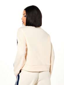 BABYPHAT High Neck Zip Up Jacket With Racing Stripe Side Panel Detail And Logo Embellishment For Spring Casual Layering - Apricot - View 2