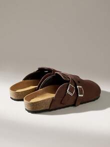 Solecia Women's Buckle Design Casual Fashion Slip-On Flat Shoes - Coffee Brown - View 4