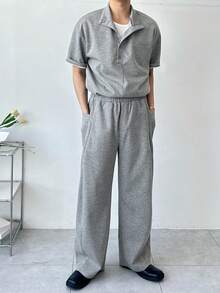 DAZY 男士短袖T恤和长裤套装，灰色T恤，春夏款 - 灰色 - 查看 5