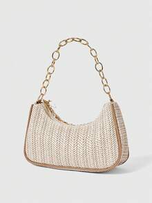 ROMWE Fairycore 1 chiếc túi đeo vai/túi xách dệt họa tiết sao biển mùa hè, túi đi biển, túi xách tay bằng rơm (Vị trí trang trí ngẫu nhiên) - Nhiều màu B - Xem 5