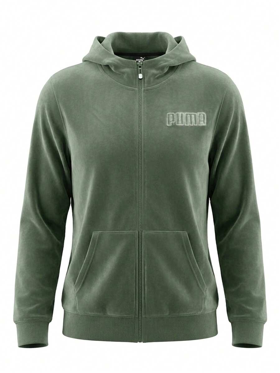 Puma Women's Full Zip Hoodie Green - Grön - Visa 1