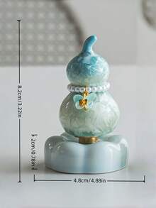 Zazumi 1PC Crystal Glaze Ceramic Rotating Gourd Decor Handmade Exquisite Art Piece Spiritual Luck Desk Ornament Fidget Decorations For Stress Relief Meditation Home Office Study Table Display Gift For Adults Friends - Multicolor - View 13