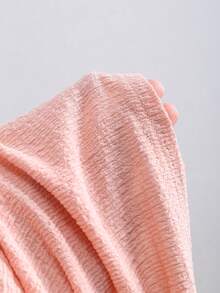 Sweetra 女士万圣节、感恩节、新年服装，适合派对、通勤、日常、旅行、度假等场合。红色紧身上衣，酒红色纹理蕾丝饰边蝴蝶结设计喇叭袖弹力T恤，春/秋/冬款。 - 粉色 - 查看 4