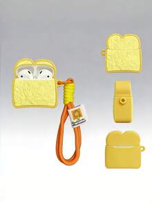 Zazumi 1PC Toast Bread Design Silicon Case Cover Pentru Airpods Pro 1 2 3 4 Generation Anti Șoc Anti-alunecare Drăguț Funny Protector Skin Perfect Utilizare Zilnică Cadou Pentru Prieteni - Multicolor - Vizualizare 4