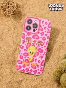 LOONEY TUNES X Joivida Cute Tweety Cartoon Pink Leopard Print Fashion Protective Phone Case For Women Stylish Back Cover - powder - View 1