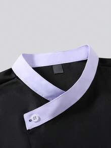 Manfinity Homme Men's Casual Contrast Color Double-Breasted Short Sleeve Chef Shirt Chef Jacket Men Chef Short Sleeve Jacket Men Chef Jacket