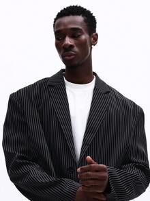 SUMWON Pinstripe Blazer Formal Business Suit Jacket Professional Office Wear Smart Casual Outerwear - Black - View 5