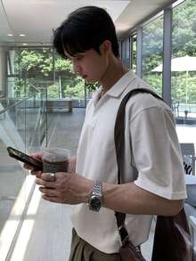 DAZY Men's Casual Versatile White Short Sleeve T-Shirt, Summer - White - View 6