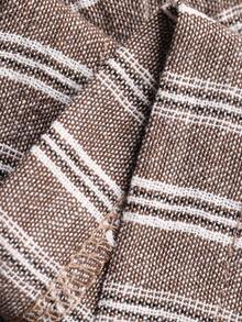 DAZY Women's Striped Drop Shoulder Long Sleeve Pocket Shirt And A-Line Skirt Casual 2-Piece Set - Brown - View 10