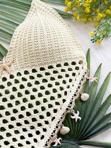 Soleia 女士度假镂空金属海星装饰针织吊带上衣 - 杏色 - 查看 3