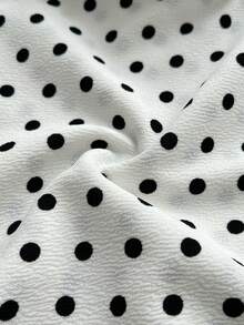 Vibekara Vestido Curto Casual Elegante e Sexy com Decote em V, Estampa de Bolinhas Brancas e Silhueta em A, Adequado para Outono, Inverno e Primavera, em Tamanhos Plus Size